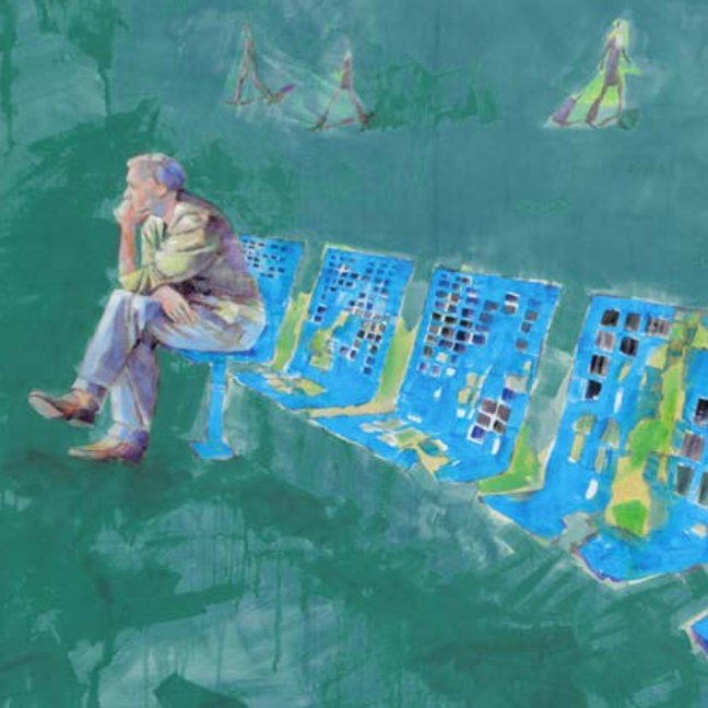 Gemälde sitzender mann